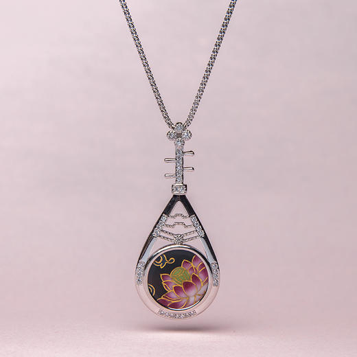 玉泉、水月 陶瓷手工项链 925纯银镀白金锁骨链 毛衣链 送老婆女友礼物 商品图0