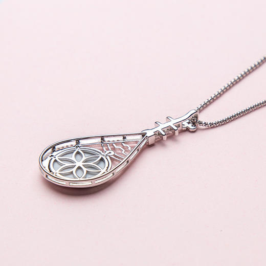 玉泉、水月 陶瓷手工项链 925纯银镀白金锁骨链 毛衣链 送老婆女友礼物 商品图2