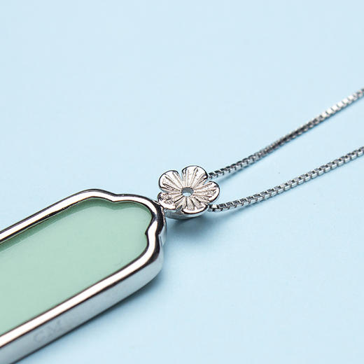 清影 手工陶瓷吊坠项链925纯银电镀白金锁骨连 送女友爱人礼物 商品图3