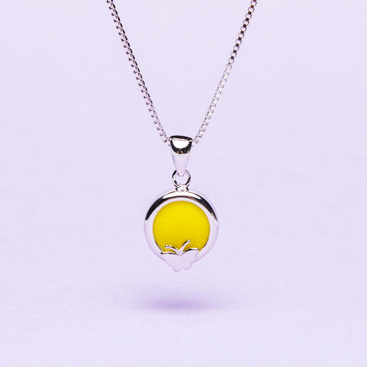 毓秀 高温颜色釉陶瓷项链 全手工制作925纯银毛衣链 锁骨连礼盒装 商品图0