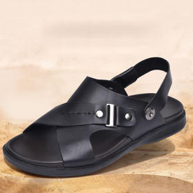 【服饰鞋包】男士凉鞋头层牛皮商务皮凉鞋防滑纯皮露趾沙滩鞋爸爸鞋子