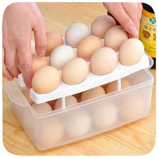 【餐具】。双层鸡蛋保鲜盒 家用便携收纳盒 多用创意塑料储存盒 鸡蛋托 商品图2