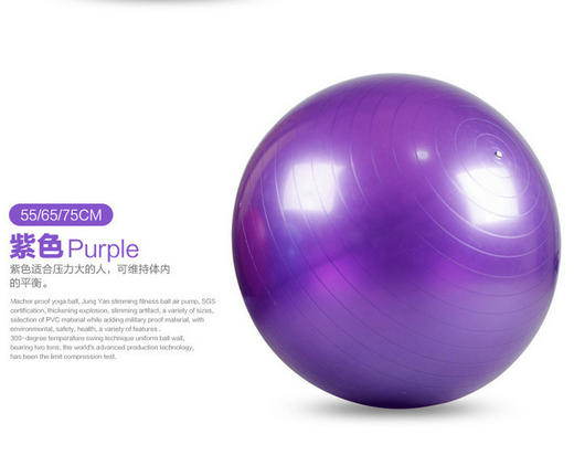 【运动装备】-pvc防爆防滑瑜伽球65cm 环保 充气瑜伽球 商品图2