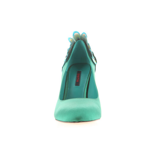 sheme 新中式 经典 羽毛 孔雀 刺绣 高跟 单鞋 商品图2