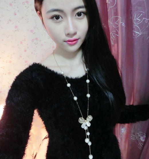 【衣饰】韩版项链 精美蝴蝶毛衣链 时尚百搭服饰配饰毛衣链 商品图1