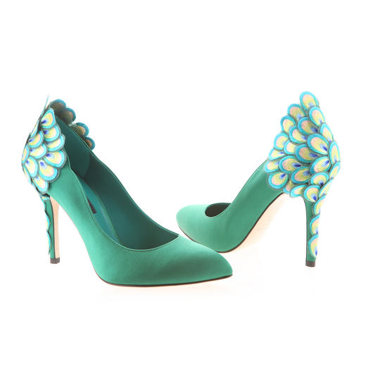 sheme 新中式 经典 羽毛 孔雀 刺绣 高跟 单鞋 商品图4