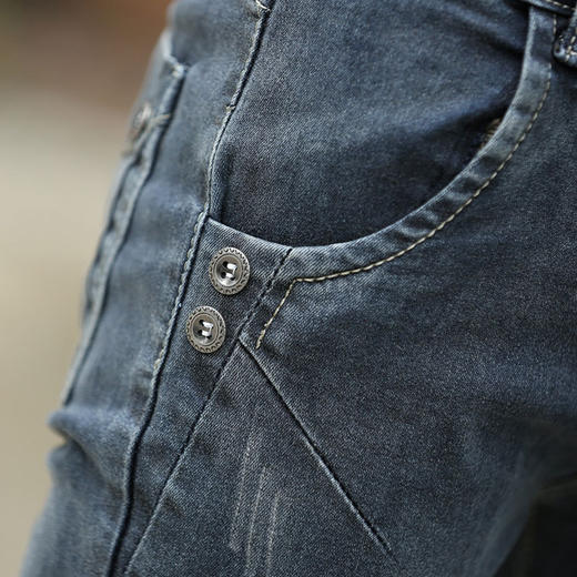 【牛仔裤】男士春季新款青年韩版修身中腰直筒男式长裤潮男弹力小脚裤 商品图1