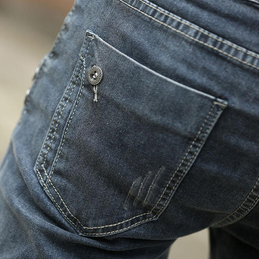 【牛仔裤】男士春季新款青年韩版修身中腰直筒男式长裤潮男弹力小脚裤 商品图2