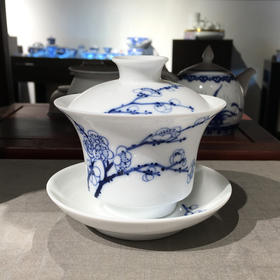 国瓷红叶 手绘青花盖碗系列-梅兰竹菊