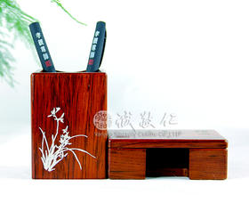 诚敬儒传统文化复古礼品【为君之道】笔筒＋【信用】名片盒花梨木