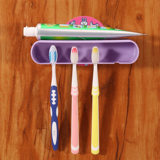 【置物架】。创意卡通强力吸盘式牙膏牙刷架置物架 可爱浴室吸壁式牙具架 商品图1