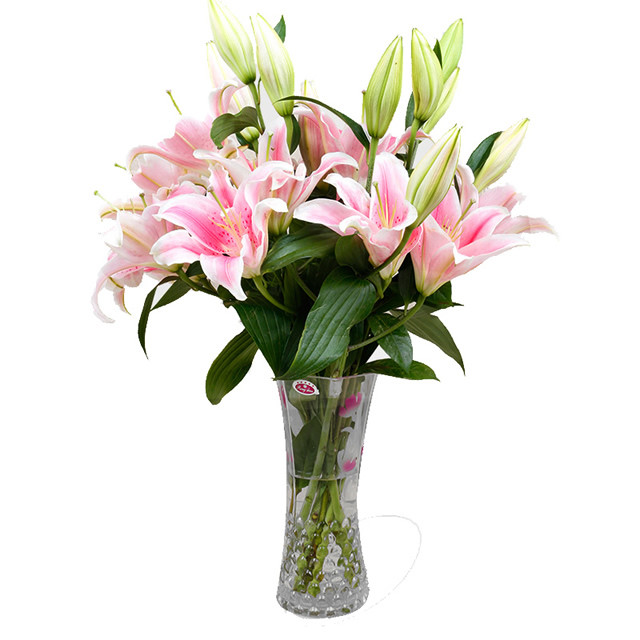 随风漫舞5枝多头百合居家桌摆办公室插花居家办公装饰爱情纪念日鲜花