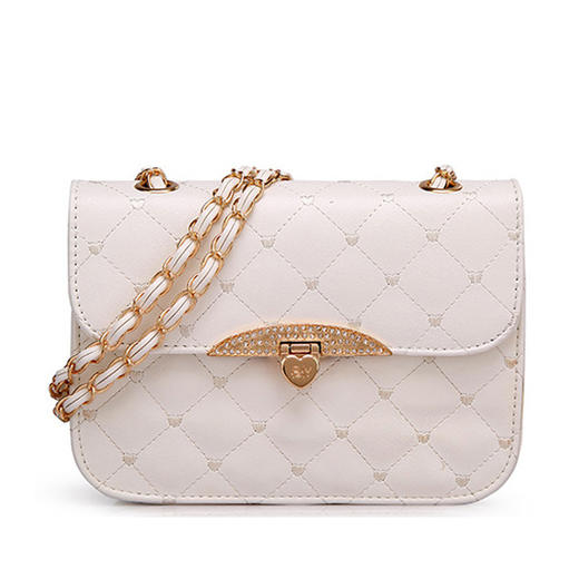 爆款春季韩版女包桃心水钻优雅菱格百搭单肩包 链条包 商品图0