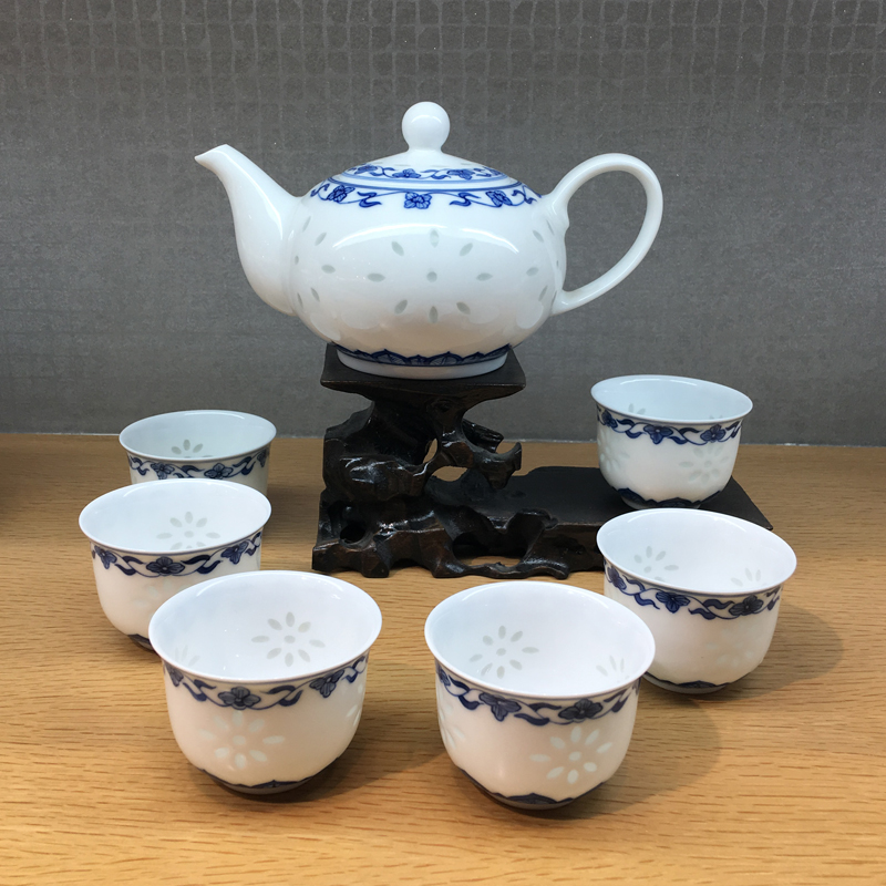 景德镇 陶瓷 国瓷红叶 7头玲珑茶具-雅韵