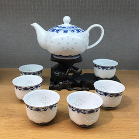 景德镇 陶瓷 国瓷红叶 7头玲珑茶具-雅韵