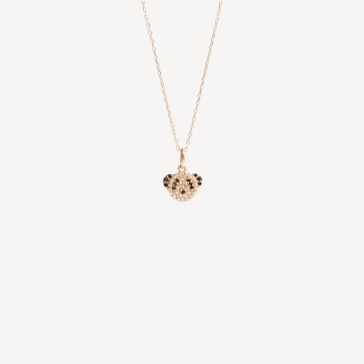 光譜订制的美好 钻石、黑钻、14K黄金 可爱的小熊猫项链 商品图3