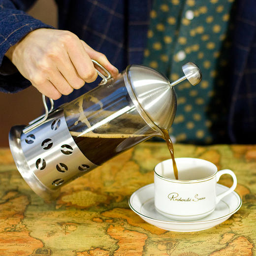 【咖啡器具】350ml法压滤压咖啡壶 冲茶杯 快速泡咖啡器具 不锈钢外壳 商品图1