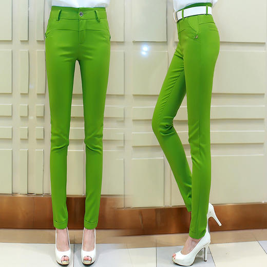 【服饰鞋包】女装休闲裤夏季新品韩版 九分裤 女 铅笔裤紧身糖果色小脚裤 商品图1