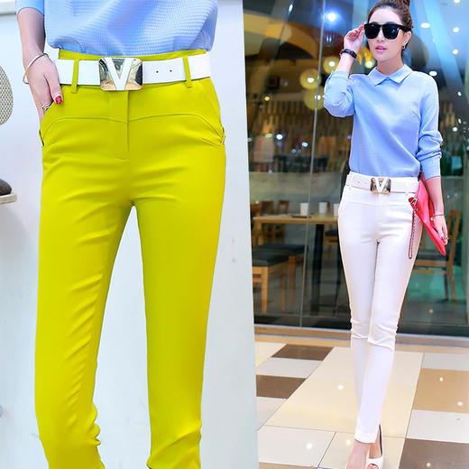 【服饰鞋包】女装休闲裤夏季新品韩版 九分裤 女 铅笔裤紧身糖果色小脚裤 商品图0