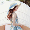 【服饰鞋包】B388韩版新款 春夏天女士沙滩防晒波浪大沿蝴蝶结拉菲草帽太阳帽 商品缩略图2