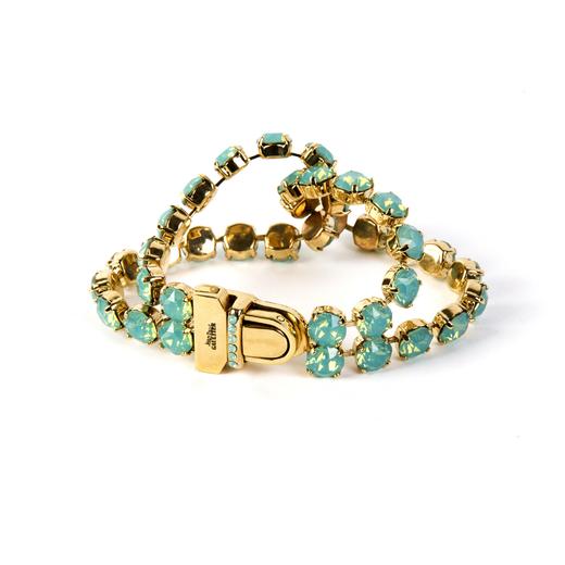 暂停！20200313北京仓｜Jean Paul Gaultier-NOEUD-CRISTAL GOLD GREEN 手链［法国设计师］ 商品图0