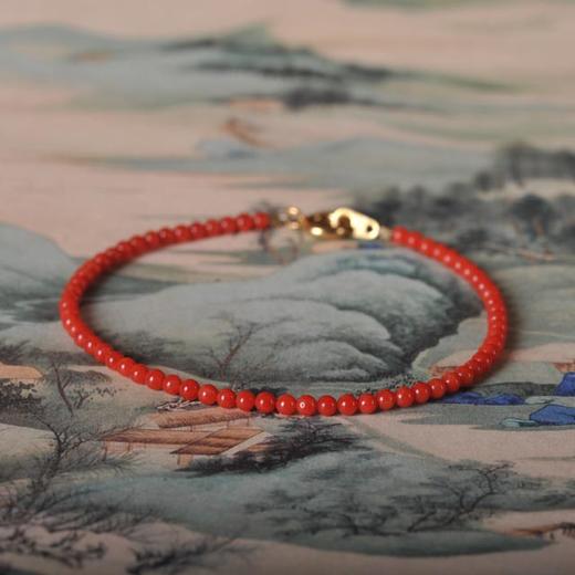 天然阿卡珊瑚圆珠手链 商品图0