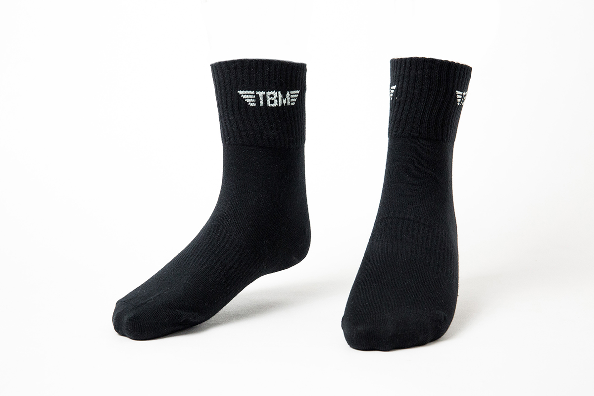 高级纯棉运动袜-中筒-两双一组-黑色