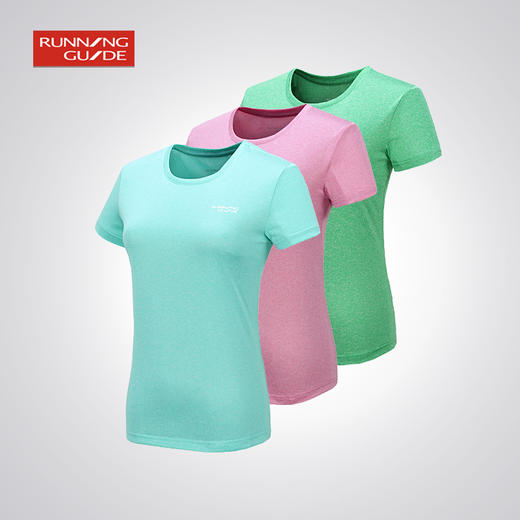 跑步指南女款运动段染宽松短袖速干T恤P3602 商品图0