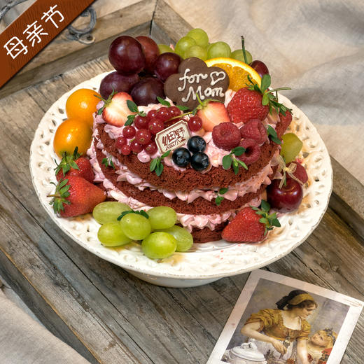 乡田小墅 【粉色的心】母亲节特别款裸蛋糕加花束 礼包 商品图3
