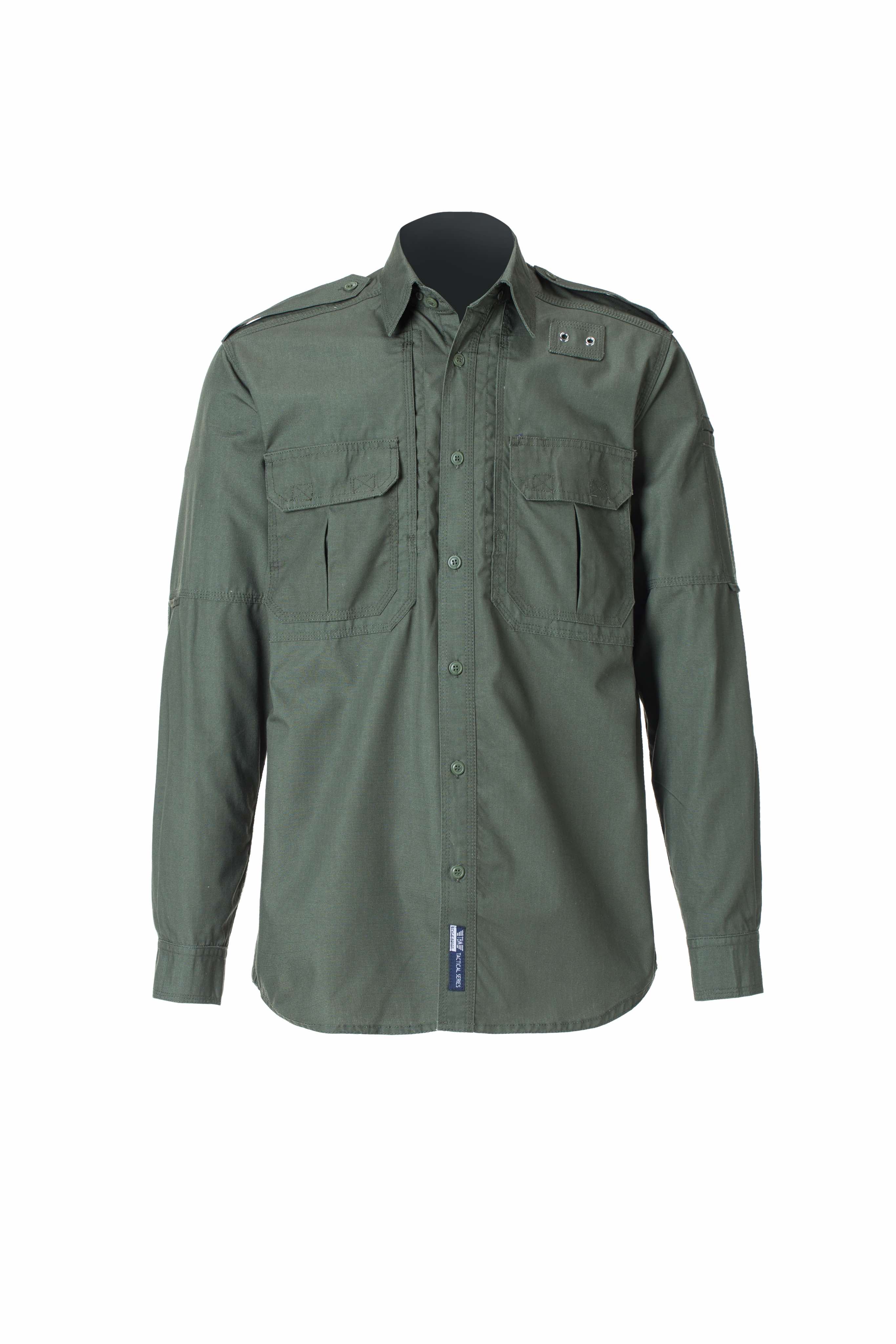 高强力 作训服上衣 | 长袖 | 军绿色 | 高精密加固经纬线格子布