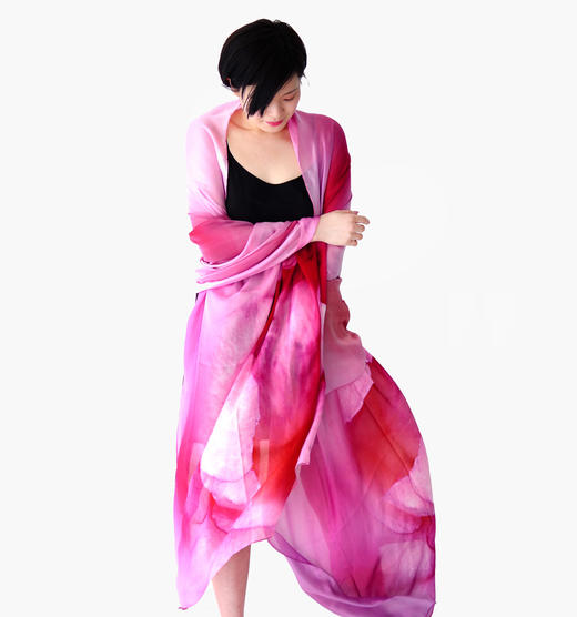 绝代佳人×王小慧  “花之灵”系列真丝斜纹长款丝巾 商品图1