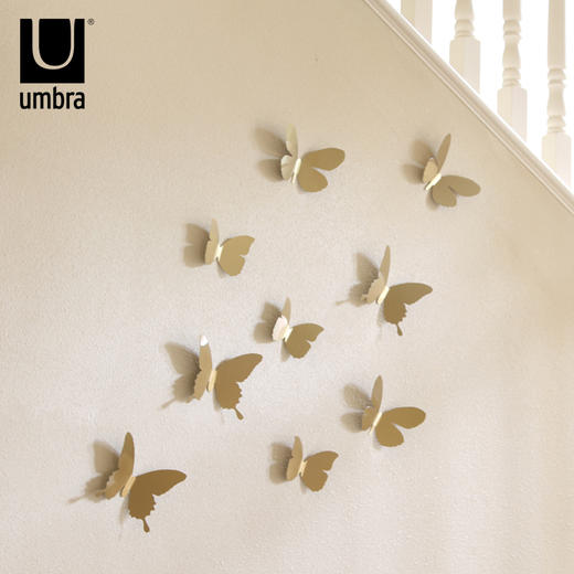 umbra创意金属蝴蝶花朵墙面装饰品 可移除立体墙贴 卧室电视墙饰品 商品图0