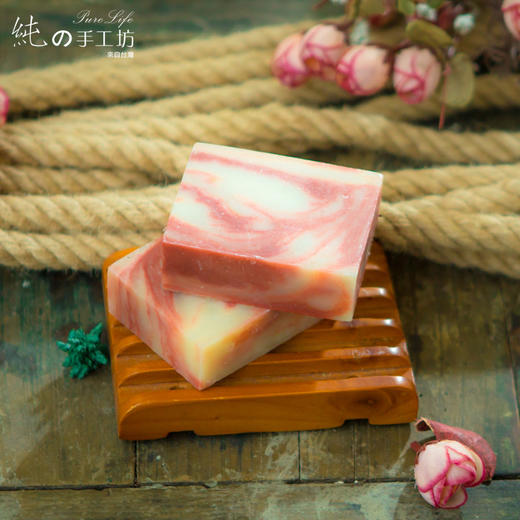 【美白抗皱淡黑保湿皂套装】彻底清洁~抗氧化~超美白~保湿 玫瑰红泥精油手工皂 商品图2