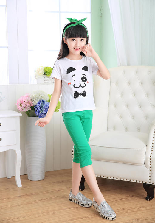 【女童裤子】女童7分裤糖果色纯棉牛仔裤 儿童7分裤 商品图2