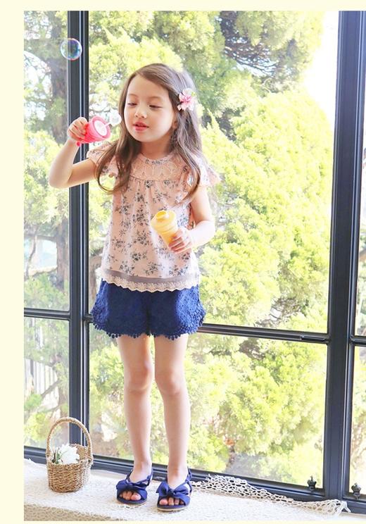 【女童裤子】童装儿童短裤韩版夏季新纯棉蕾丝女童热裤公主百搭镂空薄 商品图3