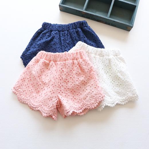 【女童裤子】童装儿童短裤韩版夏季新纯棉蕾丝女童热裤公主百搭镂空薄 商品图1