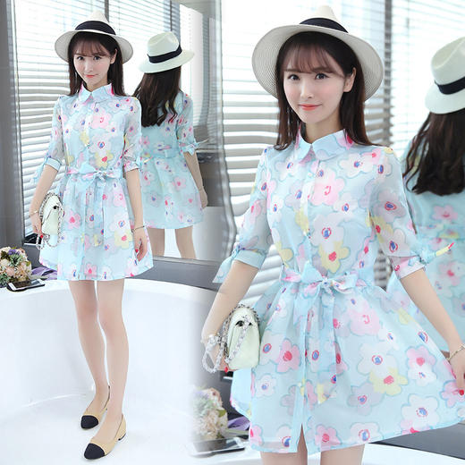 【服饰鞋包】新款韩版印花防晒衣服连衣裙女夏季薄款防紫外线中长款外套 商品图1