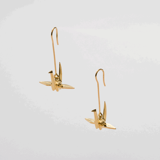 北京仓｜Origami-Crane-千纸鹤 耳环（金色）［法国设计师］