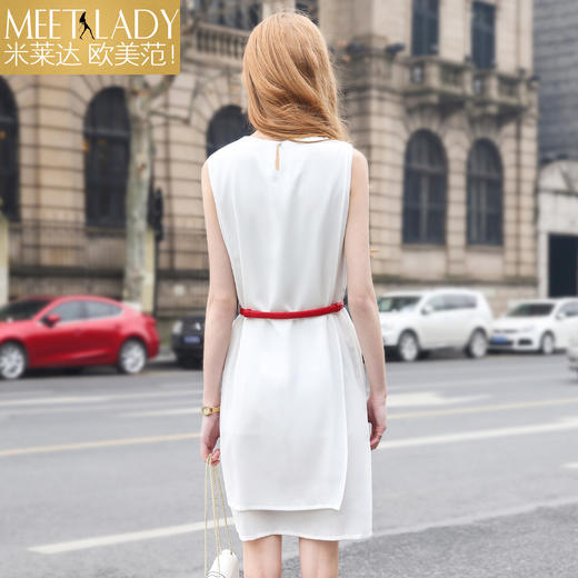 【服饰鞋包】夏装新款女装时尚纯色圆领无袖长裙子雪纺连衣裙女 商品图1