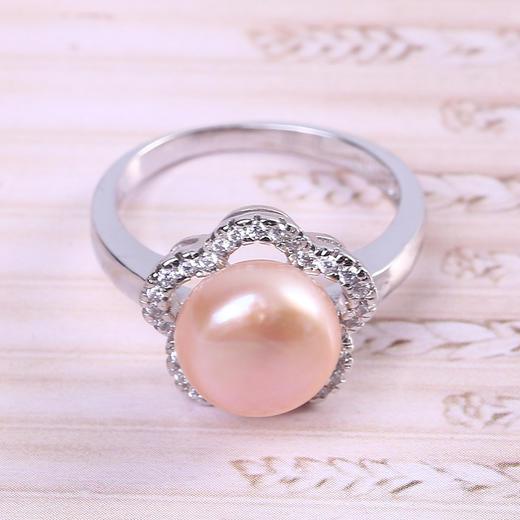 【戒指】S925纯银韩版女款 镶嵌珍珠花朵戒指 简约大方 商品图6