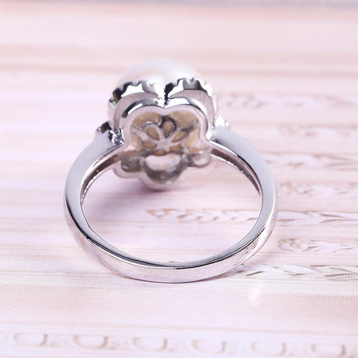 【戒指】S925纯银韩版女款 镶嵌珍珠花朵戒指 简约大方 商品图1