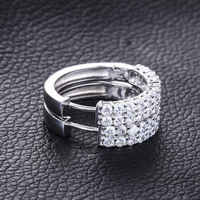 【耳环】新款925纯银耳钉 韩版时尚双排镶钻圆圈耳环耳圈