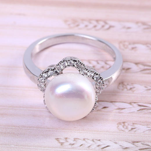 【戒指】S925纯银韩版女款 镶嵌珍珠花朵戒指 简约大方 商品图4