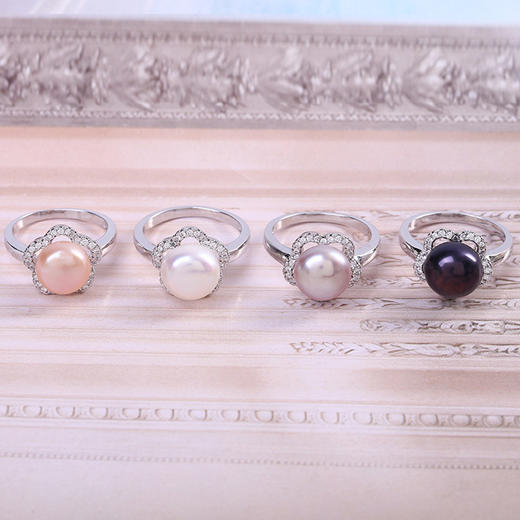 【戒指】S925纯银韩版女款 镶嵌珍珠花朵戒指 简约大方 商品图3