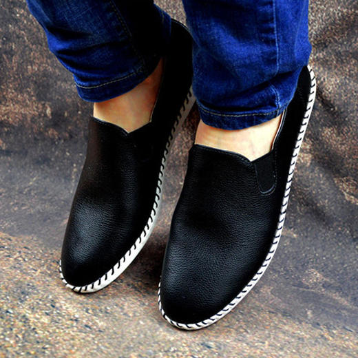 【服饰鞋包】新款一脚蹬懒人鞋男士休闲鞋二层软皮透气超纤豆豆鞋潮男单鞋 商品图4