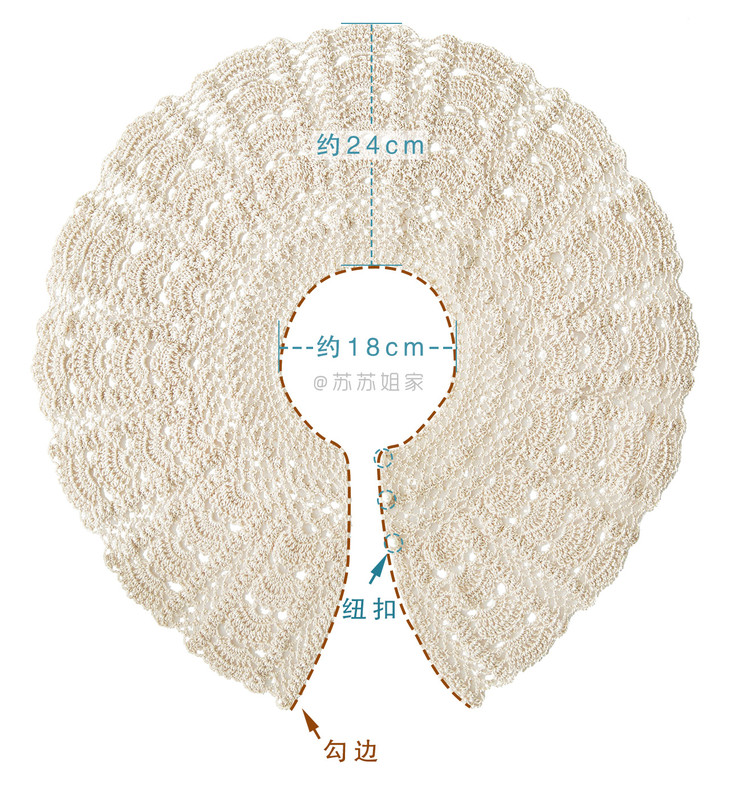 sa012苏苏姐家钩针扇形花样披肩教程