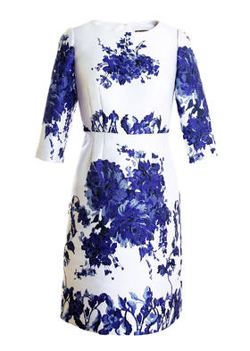 七分袖织锦连衣裙