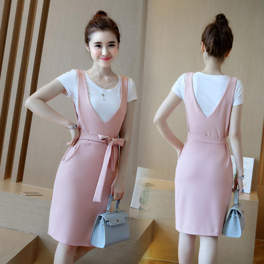 【服饰鞋包】连衣裙夏季T恤女士韩版修身新款背心裙两件套 商品图3