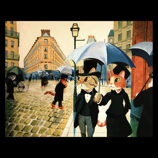 猫与名画 《雨天的巴黎街道》 商品图0