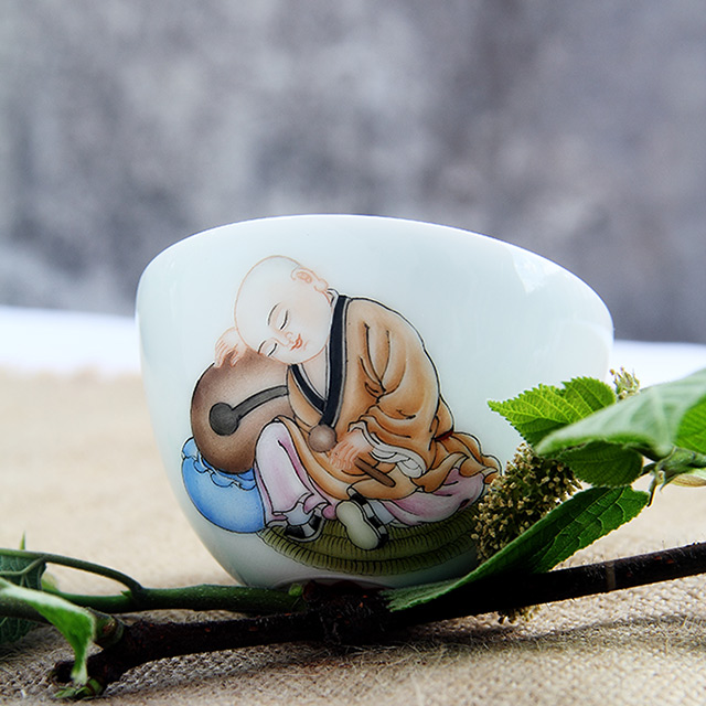 景德镇 陶瓷 国瓷红叶 纯手工“即心是佛”-不倒杯